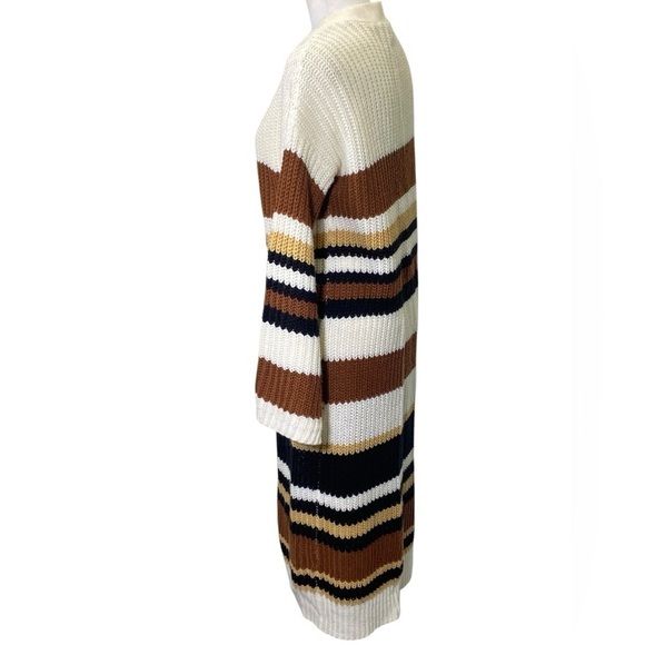 RUE21 Women's size XS Knit Cardigan Stripes Open Front Earthy Neutral Long - Picture 5 of 8